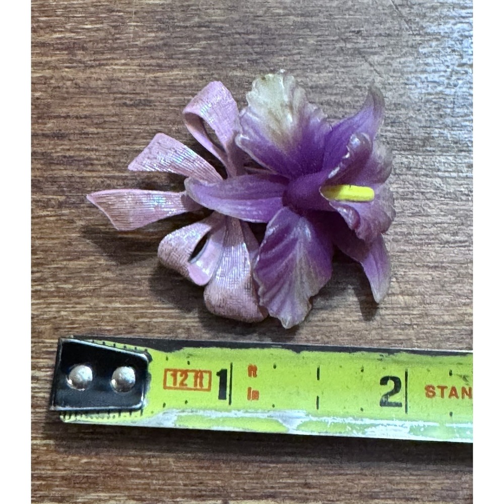 Vintage Purple Flower‎ Brooch Pin - Picture 6 of 10